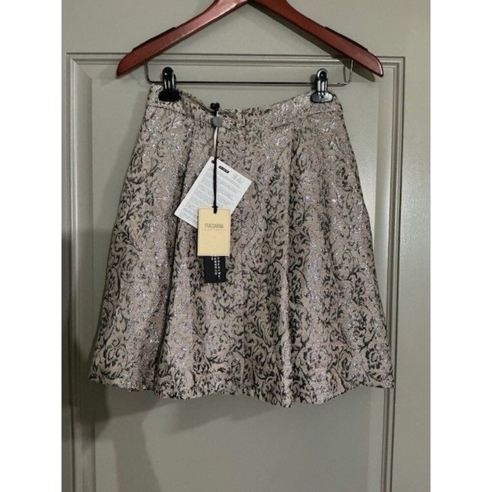 Fracomina Premiere Collection Silver Beige Pleated Skirt NWT Sz 6